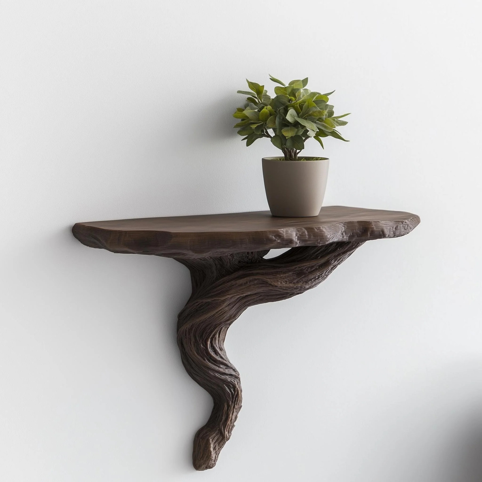 Twisted Root Wall Shelf | Organic Floating Shelf for Plants | 3D Printed Tree