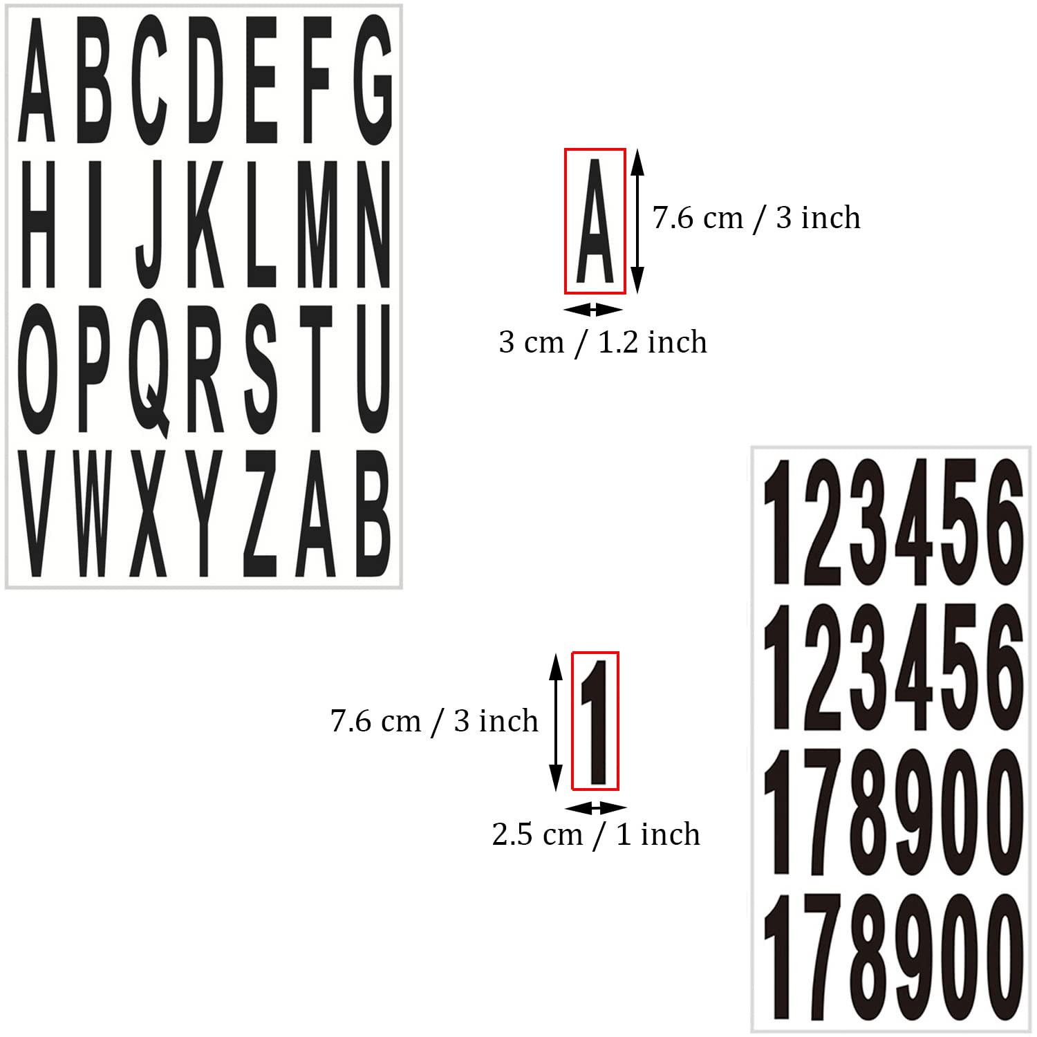 10 Sheet 3 Inch Mailbox Numbers and Letters Cut Classic 3 x 1 inches, Black