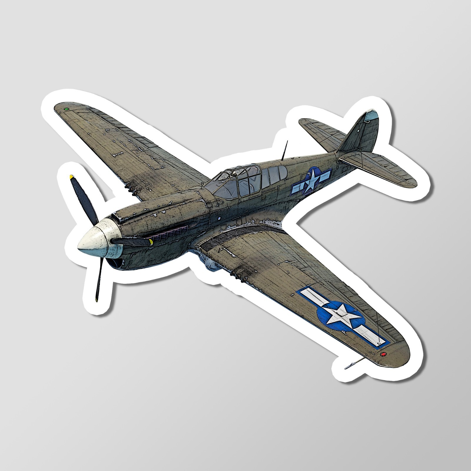 Curtiss P-40 Warhawk US WW2 Fighter Plane Vinyl Laptop Desktop Glossy Sticker 4″