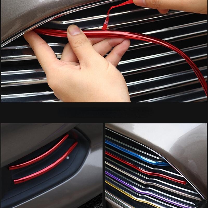 Self-adhesive Chrome Car Grille Moulding Strip Trim Scratch Protector Edge Trim