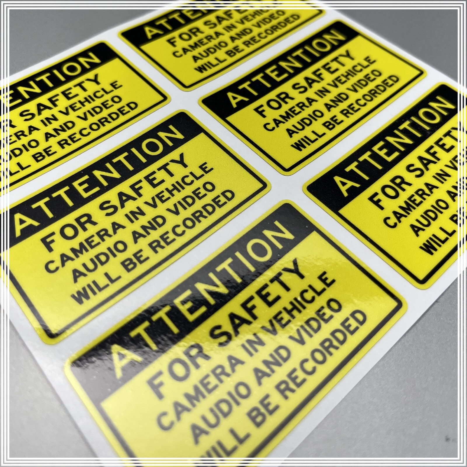 Camera in Car Recording Video 6-Pack Decals Yellow & Black 2.5″ x 1.5″ for Uber