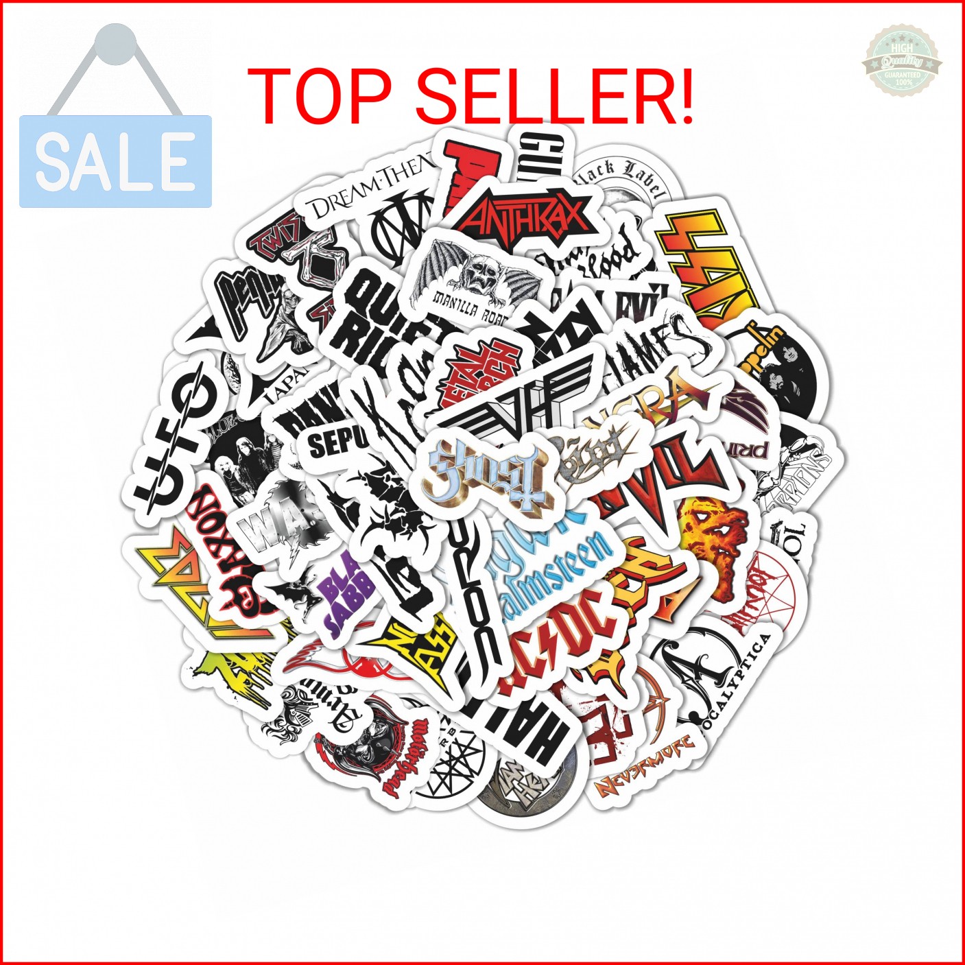 BulbaCraft 100Pcs Heavy Metal Band Stickers, Rock Stickers, Heavy Metal Gifts fo