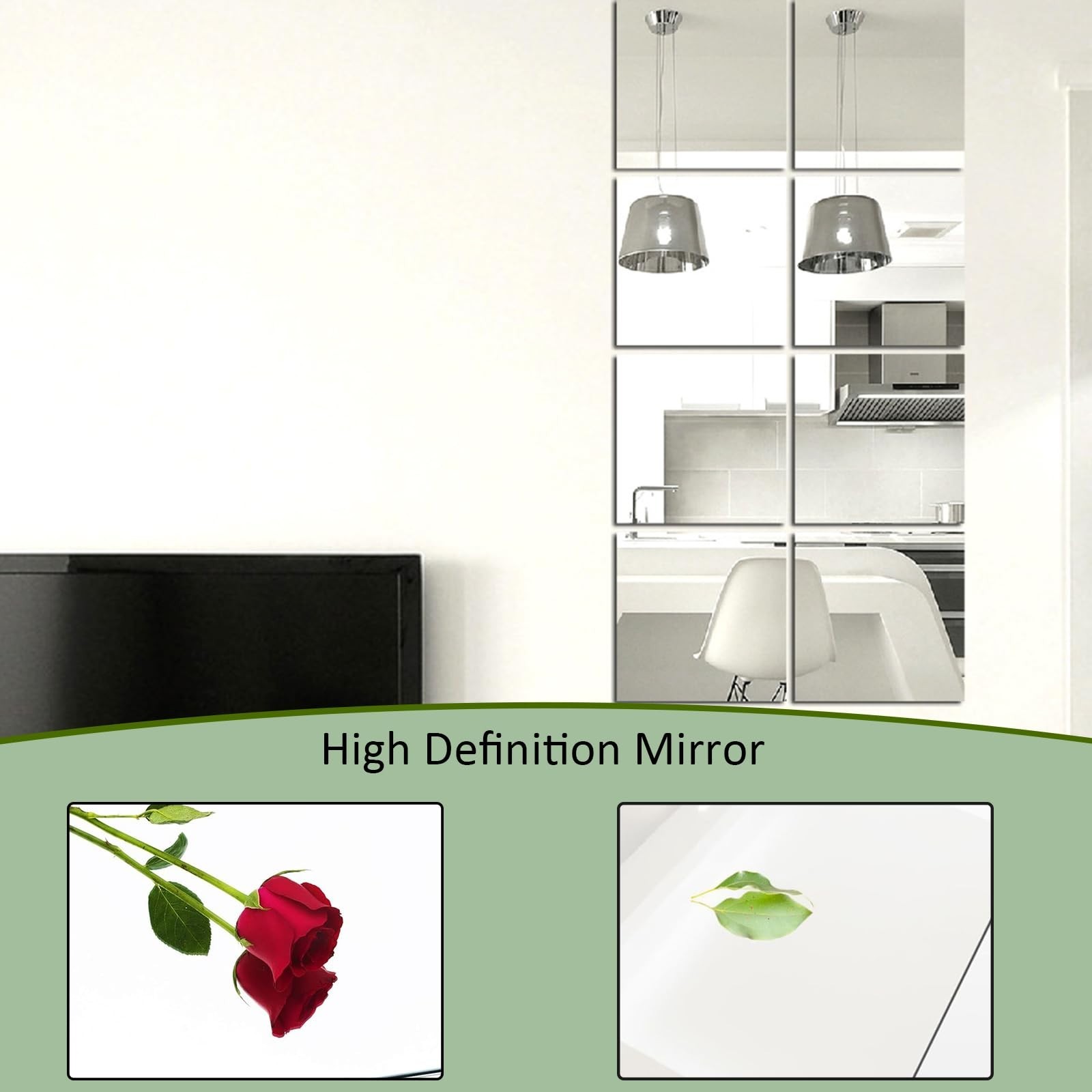30 Self Adhesive Acrylic Mirror Sheets 6×6″ Flexible Wall Decor Tiles, Removable