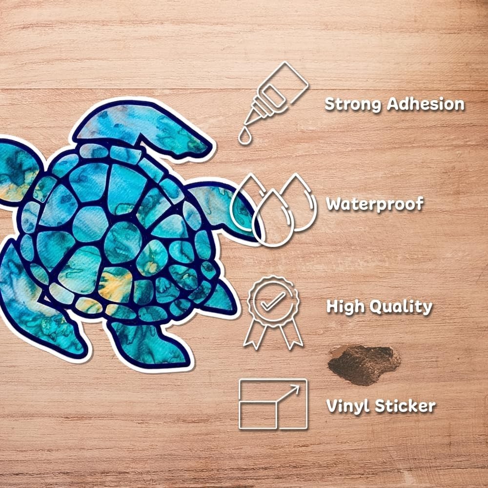 Ocean Sea Turtle Decal Waterproof Vinyl Sticker for Car Window Tumbler 5 H”