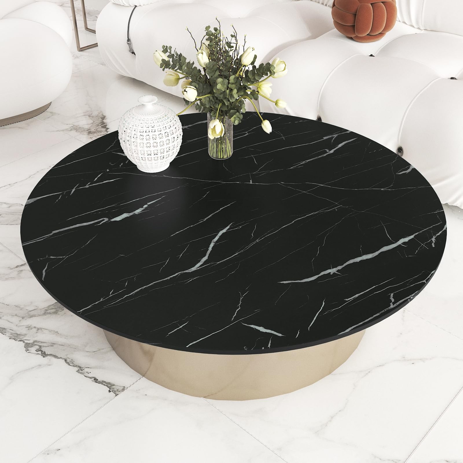 Matte Black Marble Paper for Table Top Peel and Stick Marble Wallpaper Self A…
