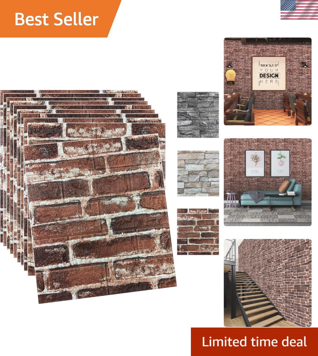Transform Your Space with 20PCS Red 3D Faux Brick Panels – No Tools Needed