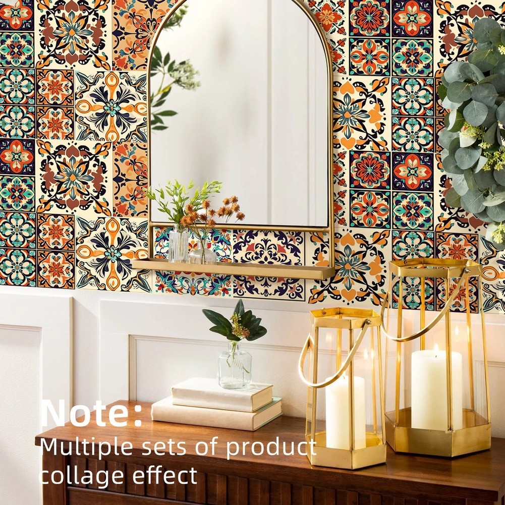 Retro Tile Stickers PVC Material Time-saving Makeover Versatile Application