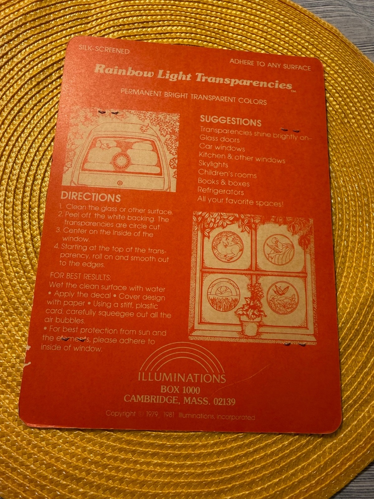 1979 Illuminations Rainbow Light Transparency Hummingbird/Butterflies Decals
