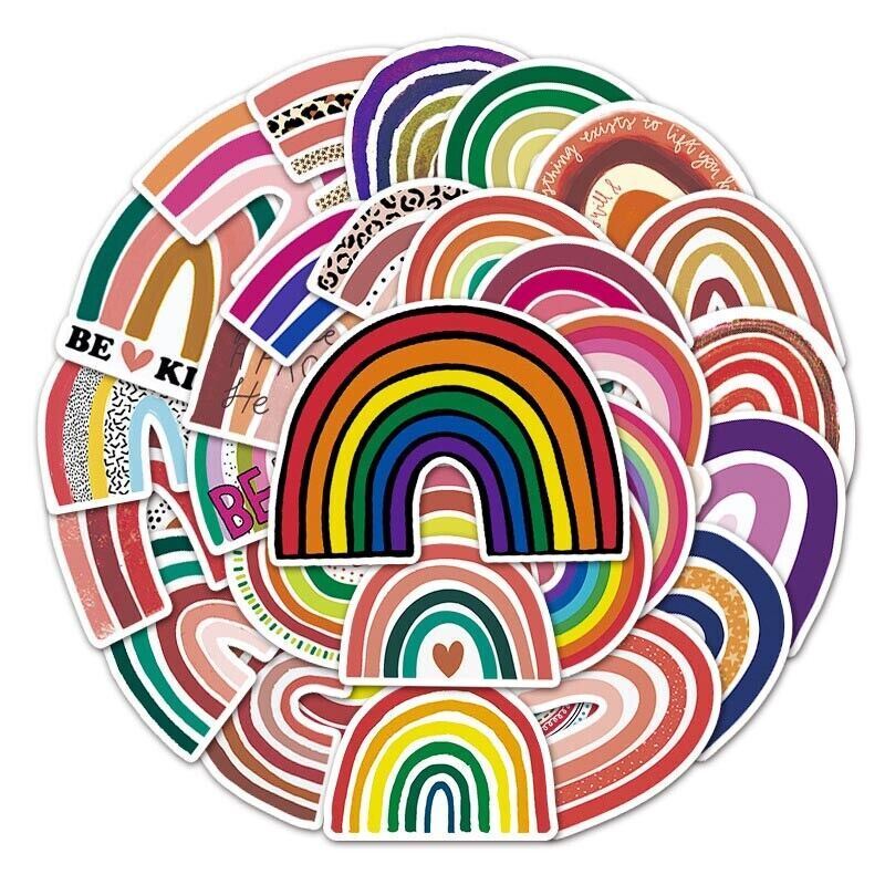 RAINBOW Vinyl Stickers [Set C] BRIGHTS ~ Waterproof Laptop Water Bottle Decals