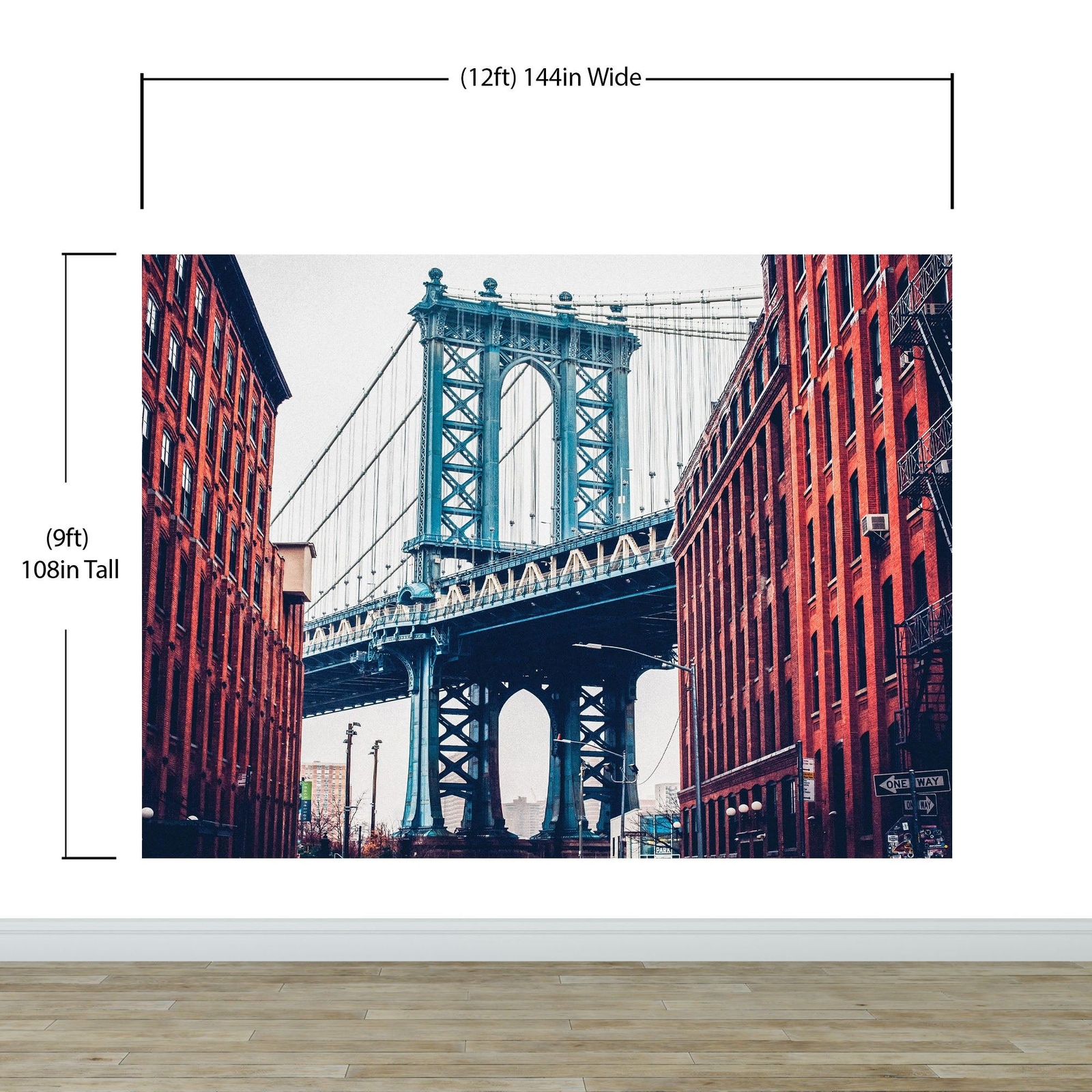 New York City Wall Mural Peel and Stick Wallpaper. Vintage Dumbo NYC. Brooklyn N