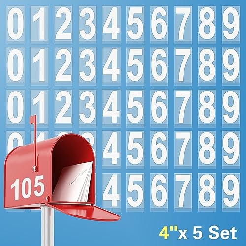 Reflective Mailbox Numbers Sticker Decal Die Cut Classic Style 4″ x 5 Sets