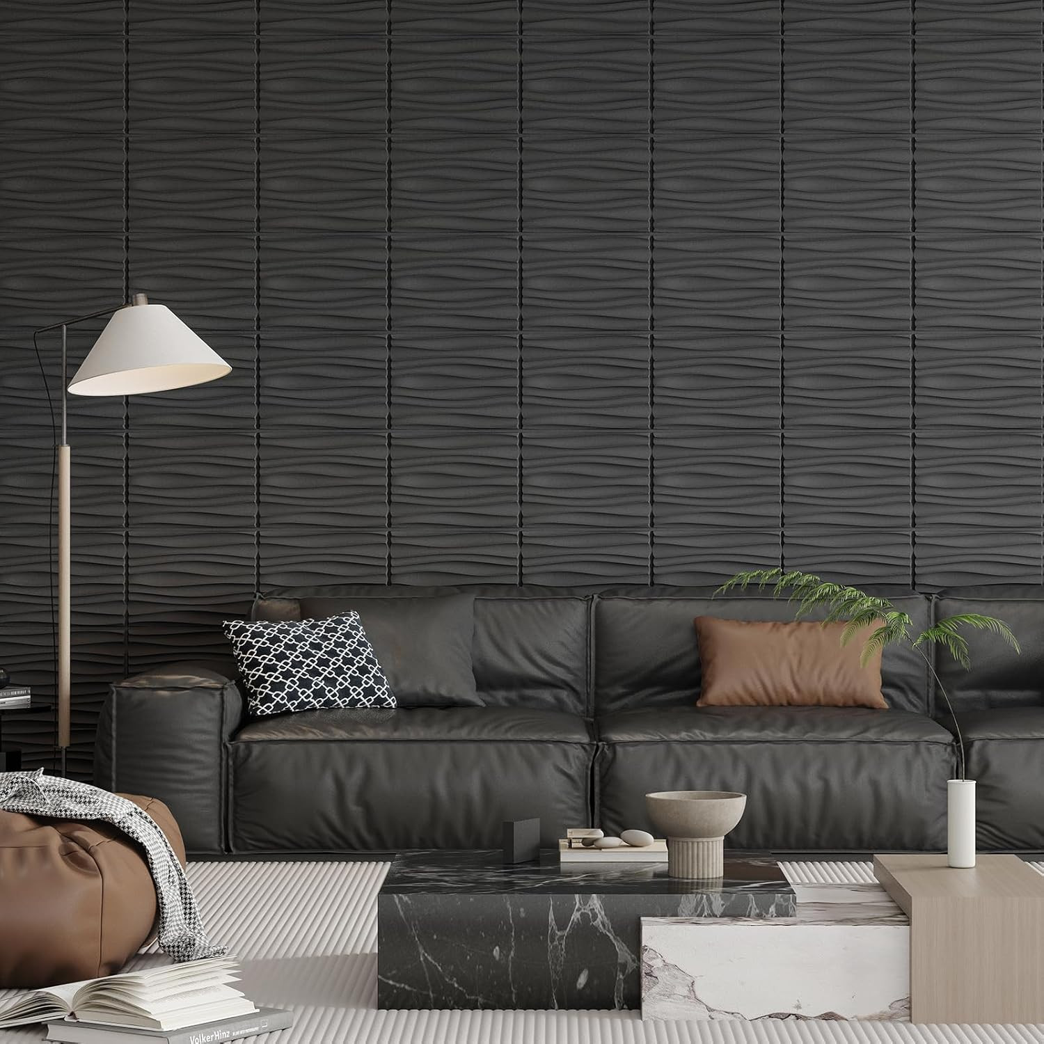 24-Pack 3D Wall Panels for Interior Home Décor, PVC Wavy Textured Accent Wall Pa