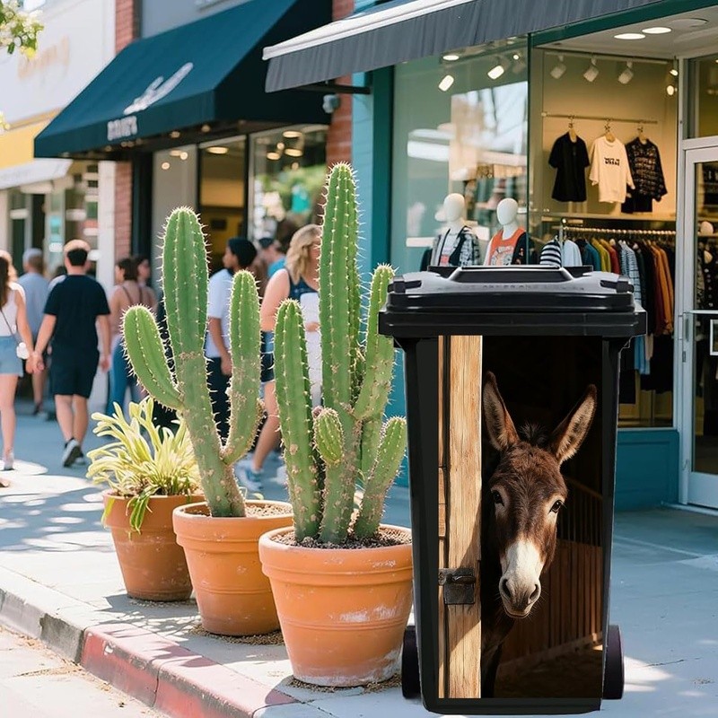 Funny Animal Pattern Trash Can Decal Sticker Large Outdoor Bin DIY Decor New