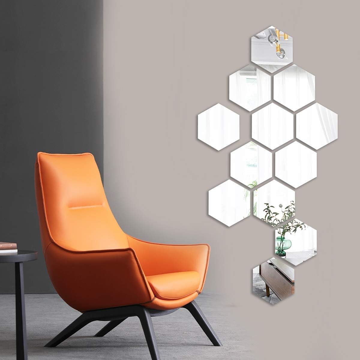 Mirror Wall Stickers – 12PCS Hexagon Art DIY Decorative Acrylic Plastic Tiles…