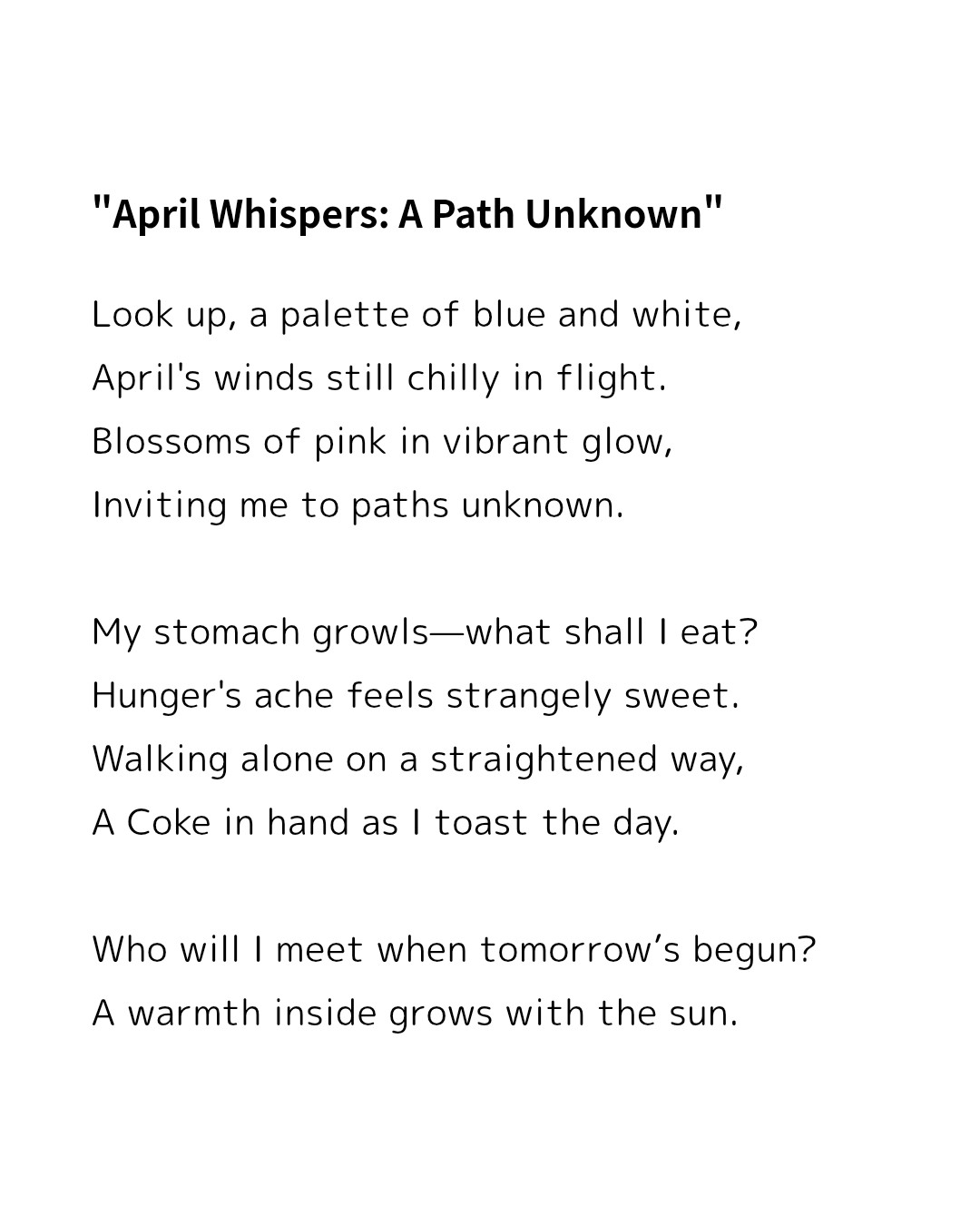 Bubble-free stickers. “April Whispers: A Path Unknown”