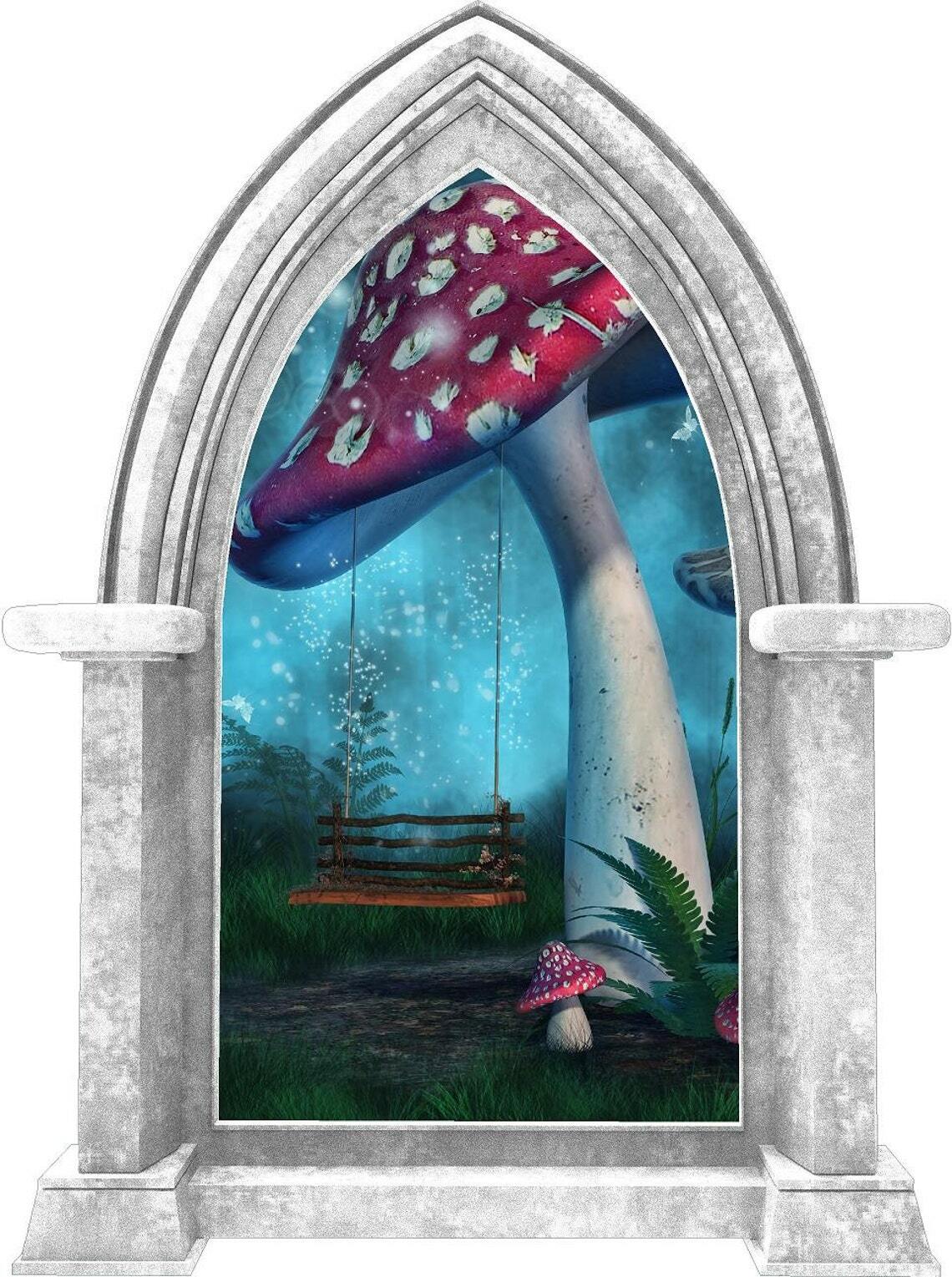CastleScape Enchanted Mushroom Swing Wall Decal Castle Window Vinyl Wall Sticker