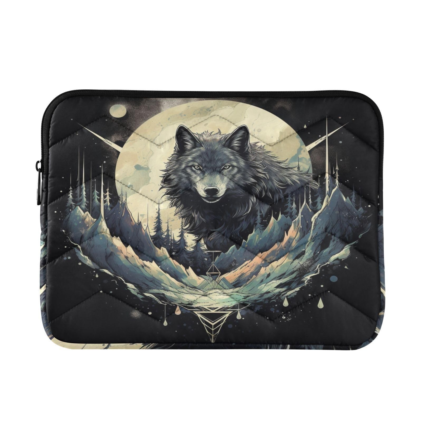 ALAZA Wolf Space Mountains Forest Laptop Sleeve Bag Waterproof Protective Not…