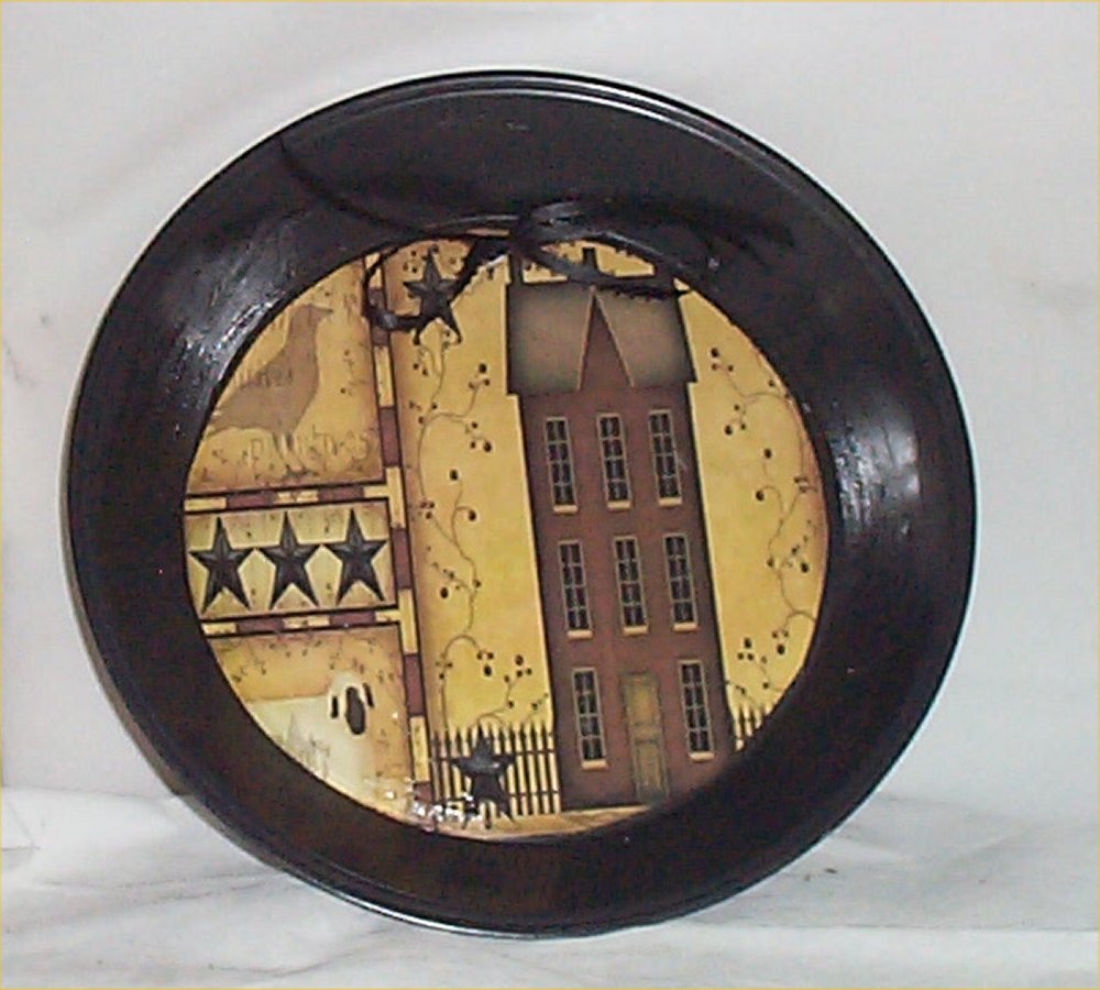 Primitive Pie Plate Wall Decor Country Kitchen Decoration Salt Box Decor