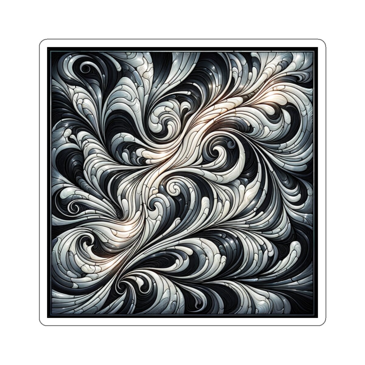 Sticker Artsy Marble Style Design Black White Beautiful Cool 2×2″ 3×3″ 4×4″ 6×6″