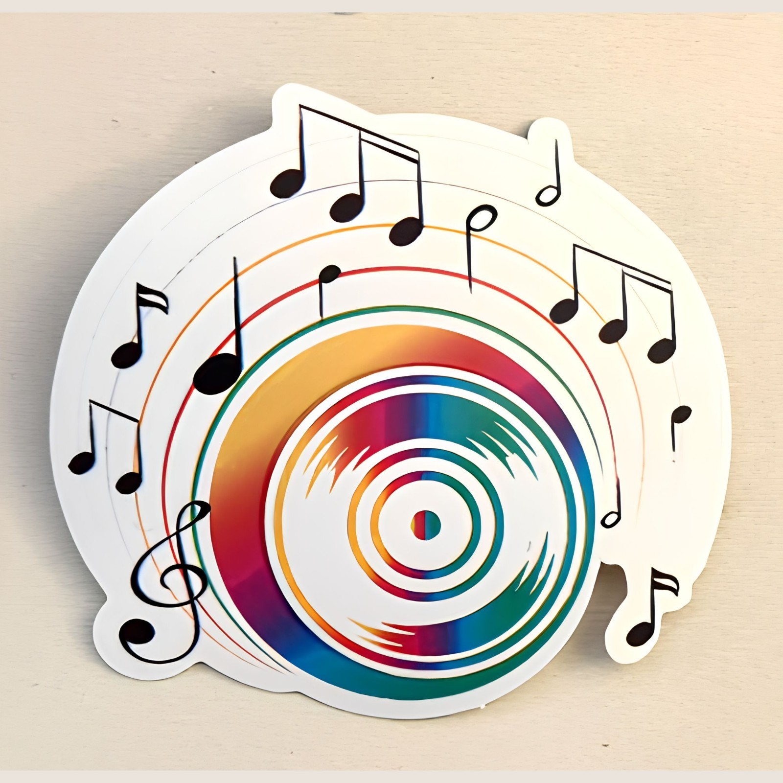 Rainbow Record Music Notes Treble Clef Waterproof Vinyl Sticker No99