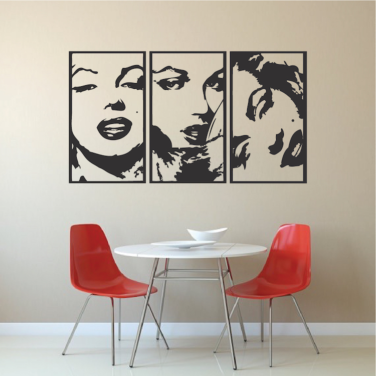 Marilyn Monroe Panel Wall Decals, Famous Celebrity Wall Vinyl, Iconic Decal, a79