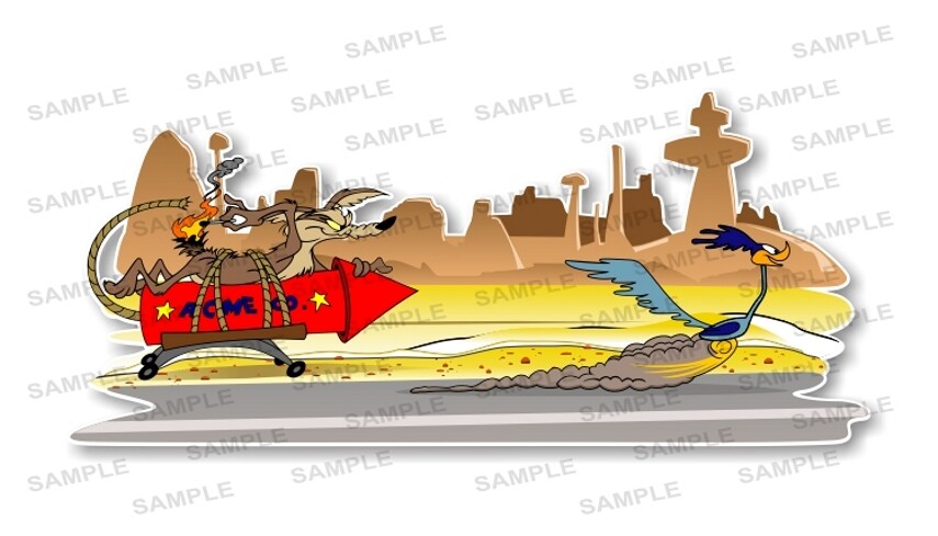 Wile E Coyote Rocket After Roadrunner Large Size Precision Cut Decal