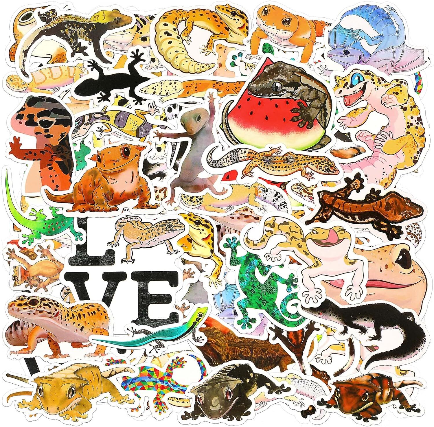 100 Pcs Reptile Stickers Leopard Gecko Waterproof Vinyl Lizard