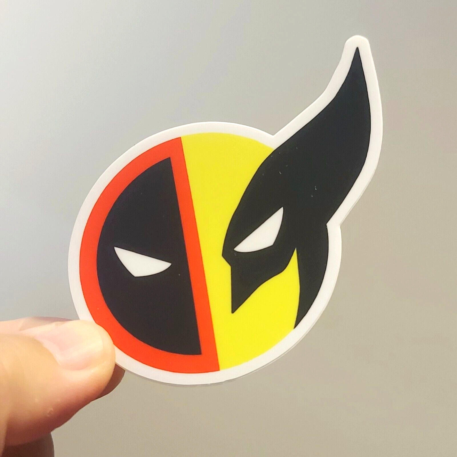 Deadpool & Wolverine Face Mask Split Logo Sticker Decal | Marvel Comics X-Men