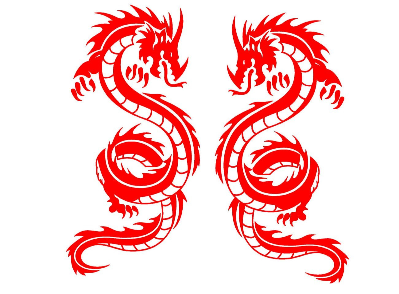 Tribal Dragons Mirrored Two Pack 7″ Vinyl Decals Any Flat Surface