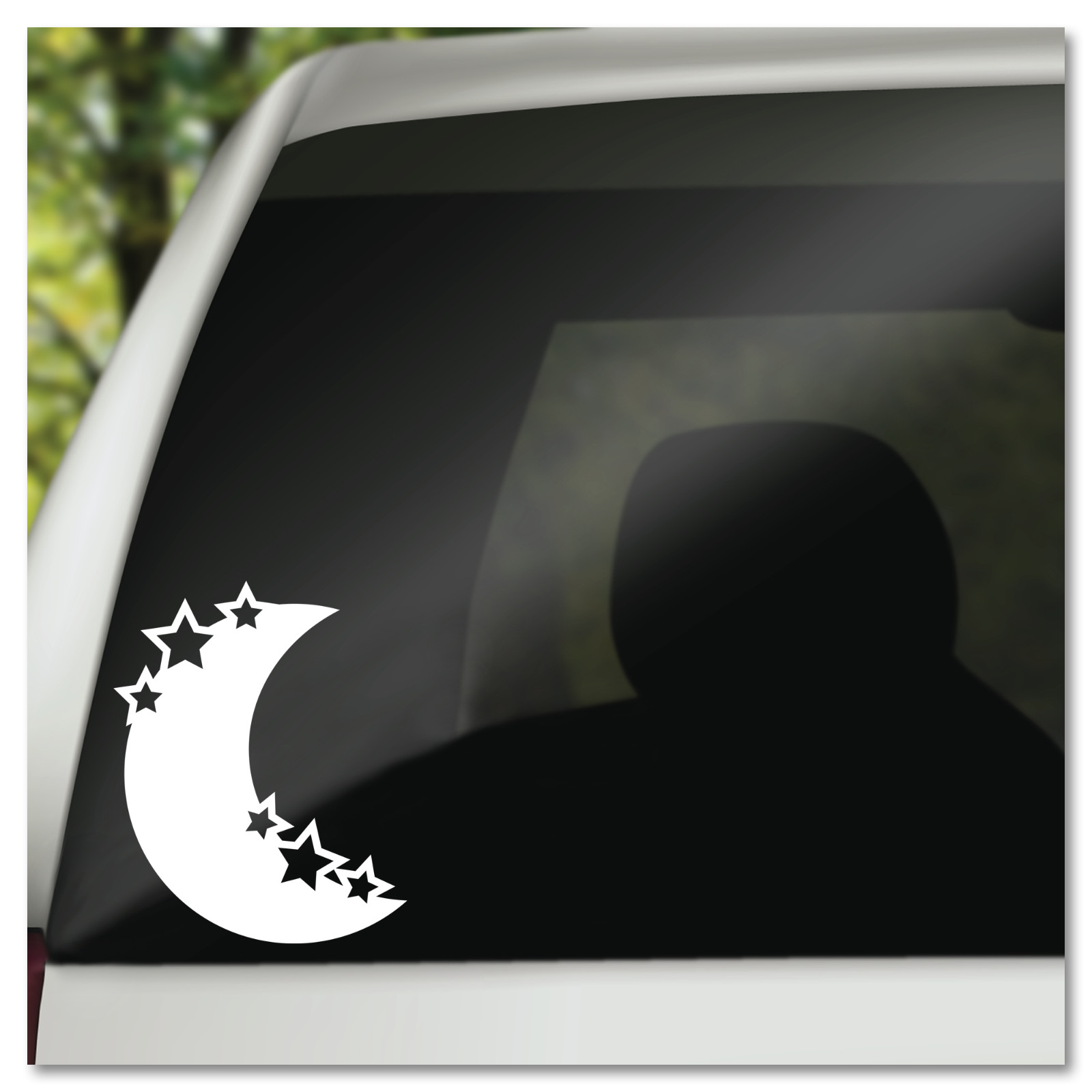 6″ Crescent Moon with Stars Nature Vinyl Decal Sticker