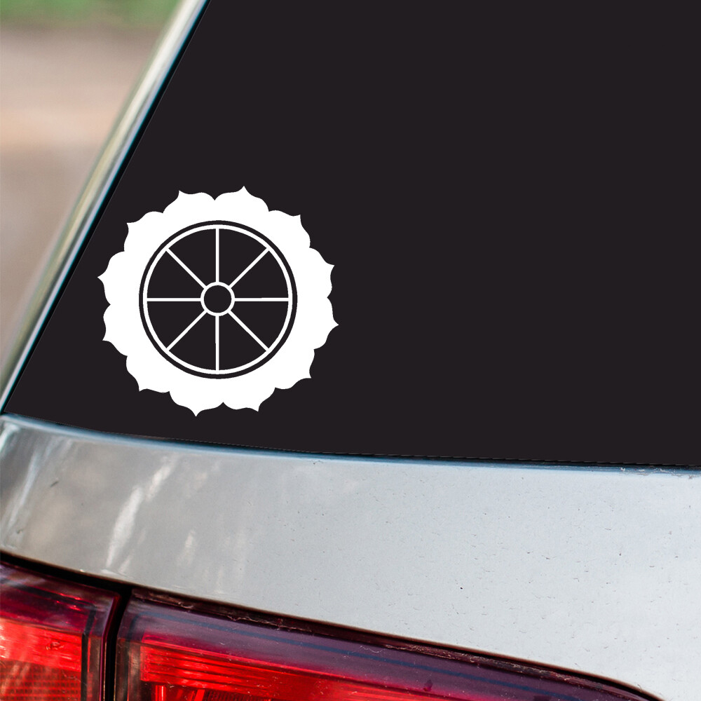 Wheel of Dharma Sticker Buddhism Religious S2 all chrome & regular vinyl colors