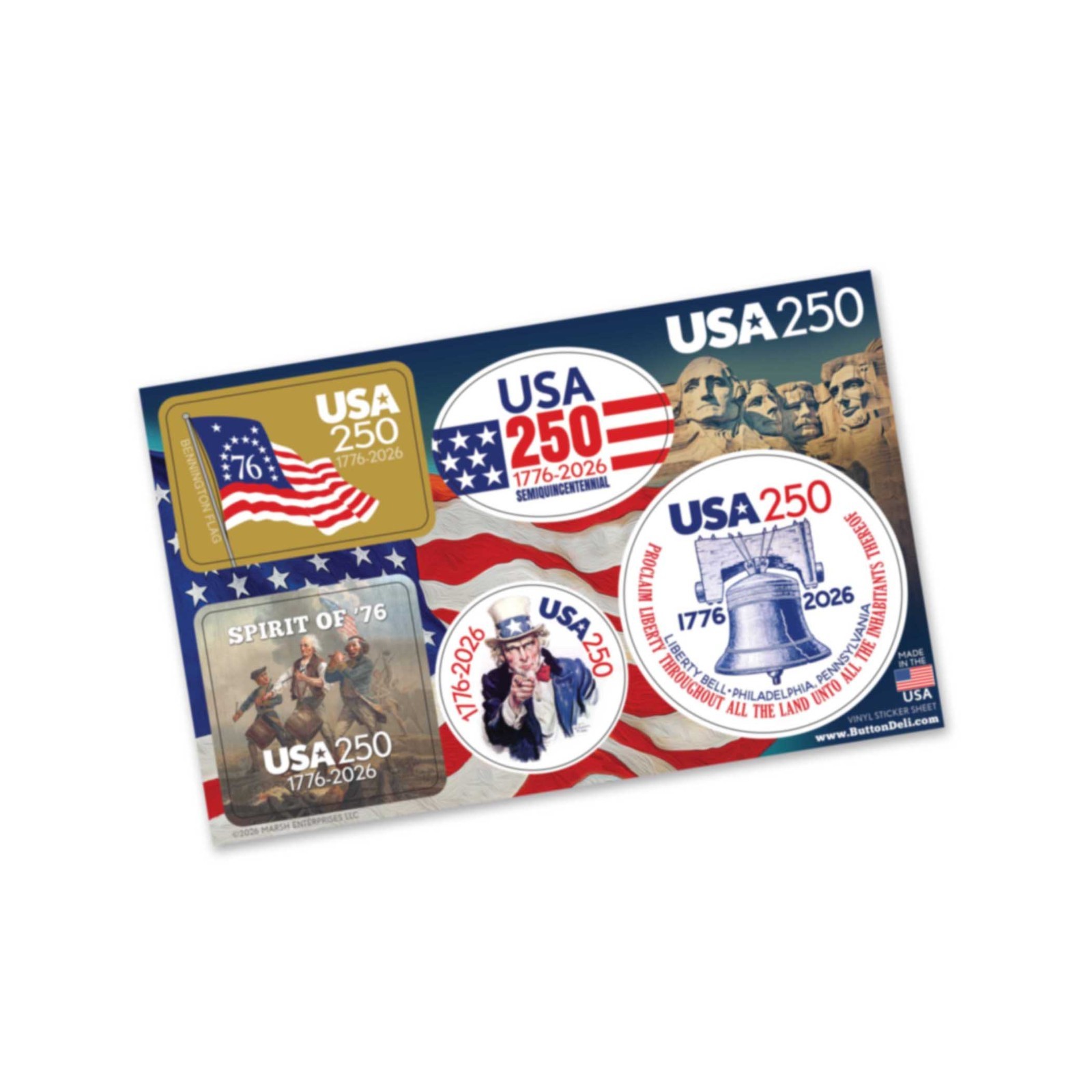 10 Die Cut Sticker Sheets – CLASSIC America, Semiquincentennial, 250 Freedom USA
