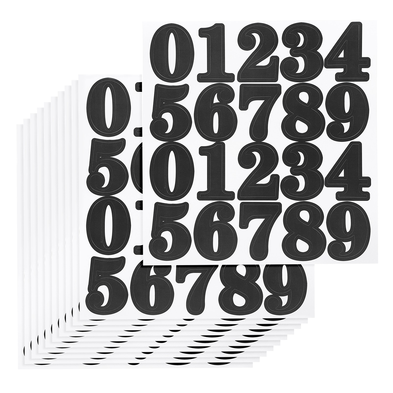 200 Pcs 10 Sheets Mailbox Numbers for Outside, 2 Inch Black Number Sticker