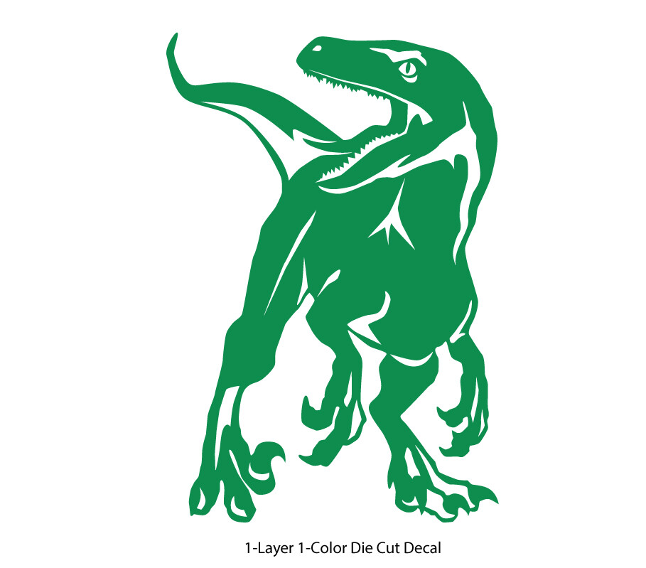 Dinosaur – Roaring Velociraptor #1 – Jurassic Period – 4-21″ wide – DieCut Decal