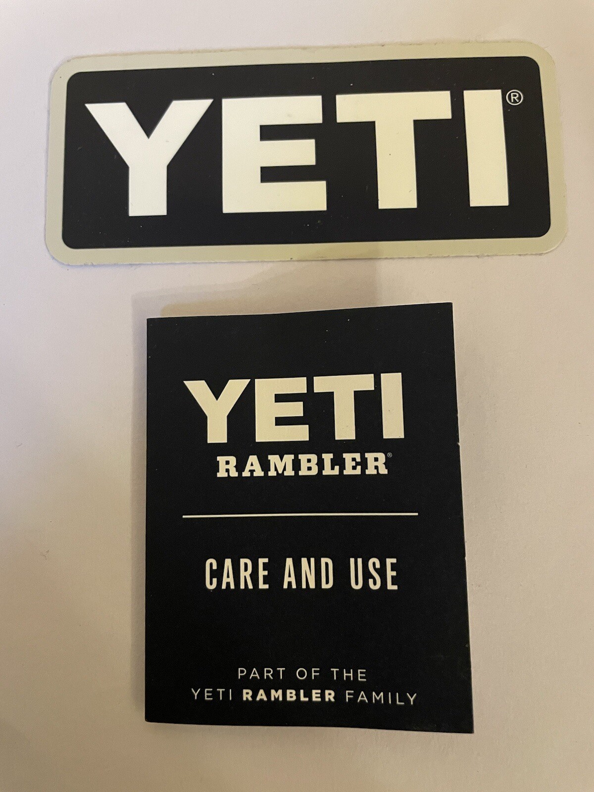 YETI Sticker & Care Instructions Card