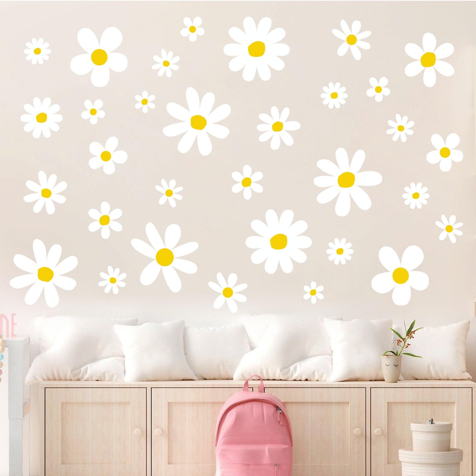 12 Sheets Daisy Wall Decals Boho Flower Wall Stickers Cute Girls Room Decor P…