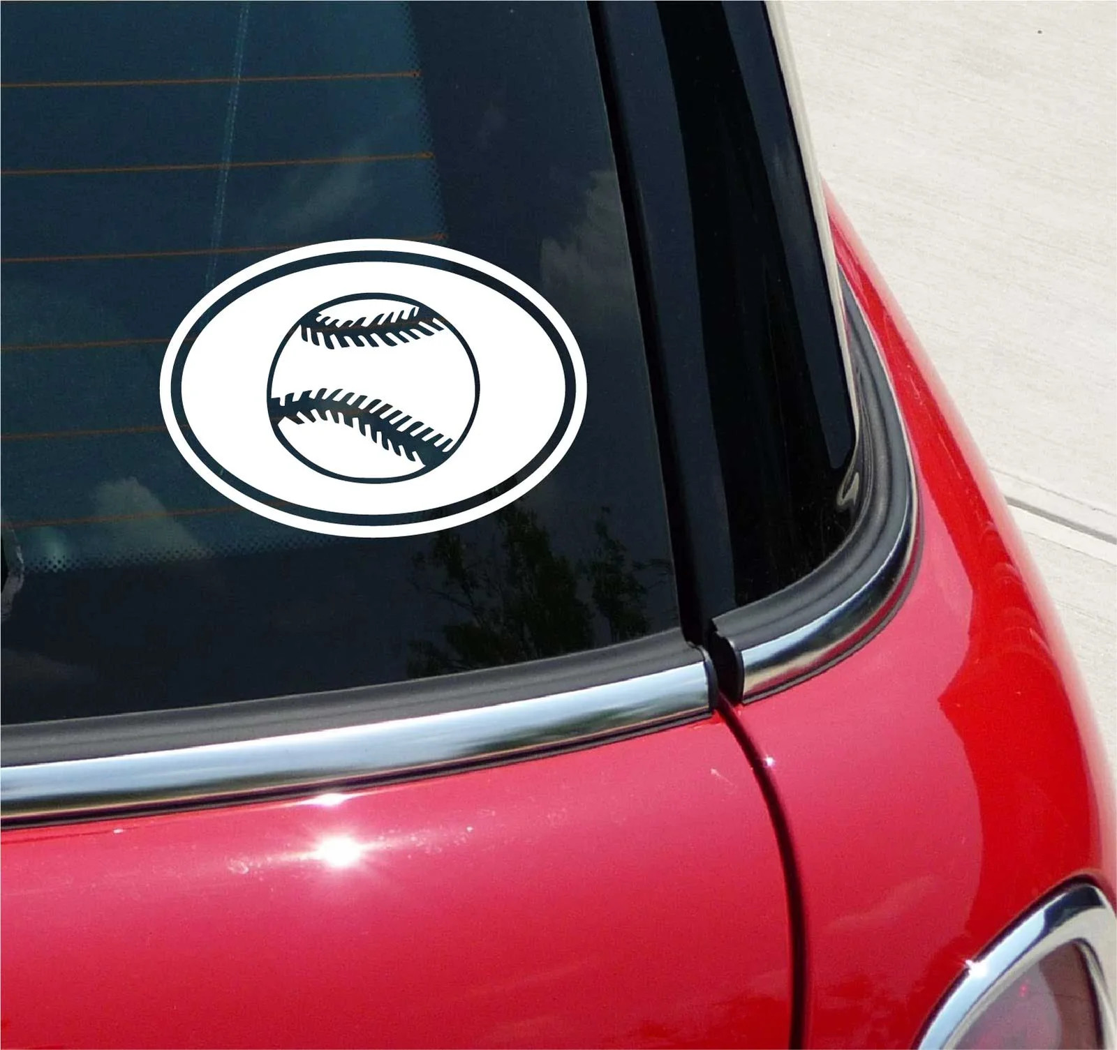 Euro Baseball Softball Graphic Decal Sticker Car Wall Oval NOT Two Colors