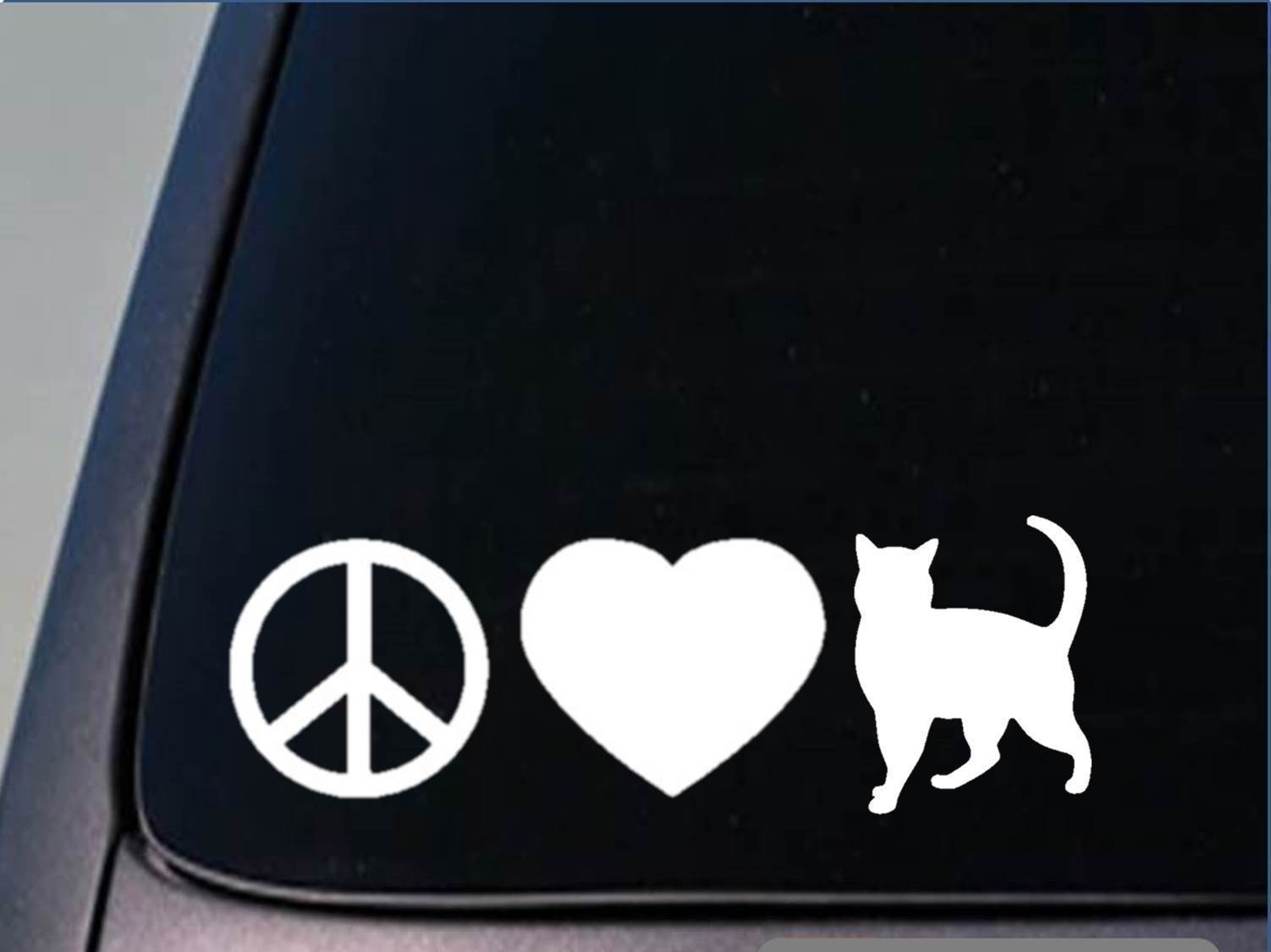 Peace Love Cats sticker *H46* 8″ vinyl decal catnip