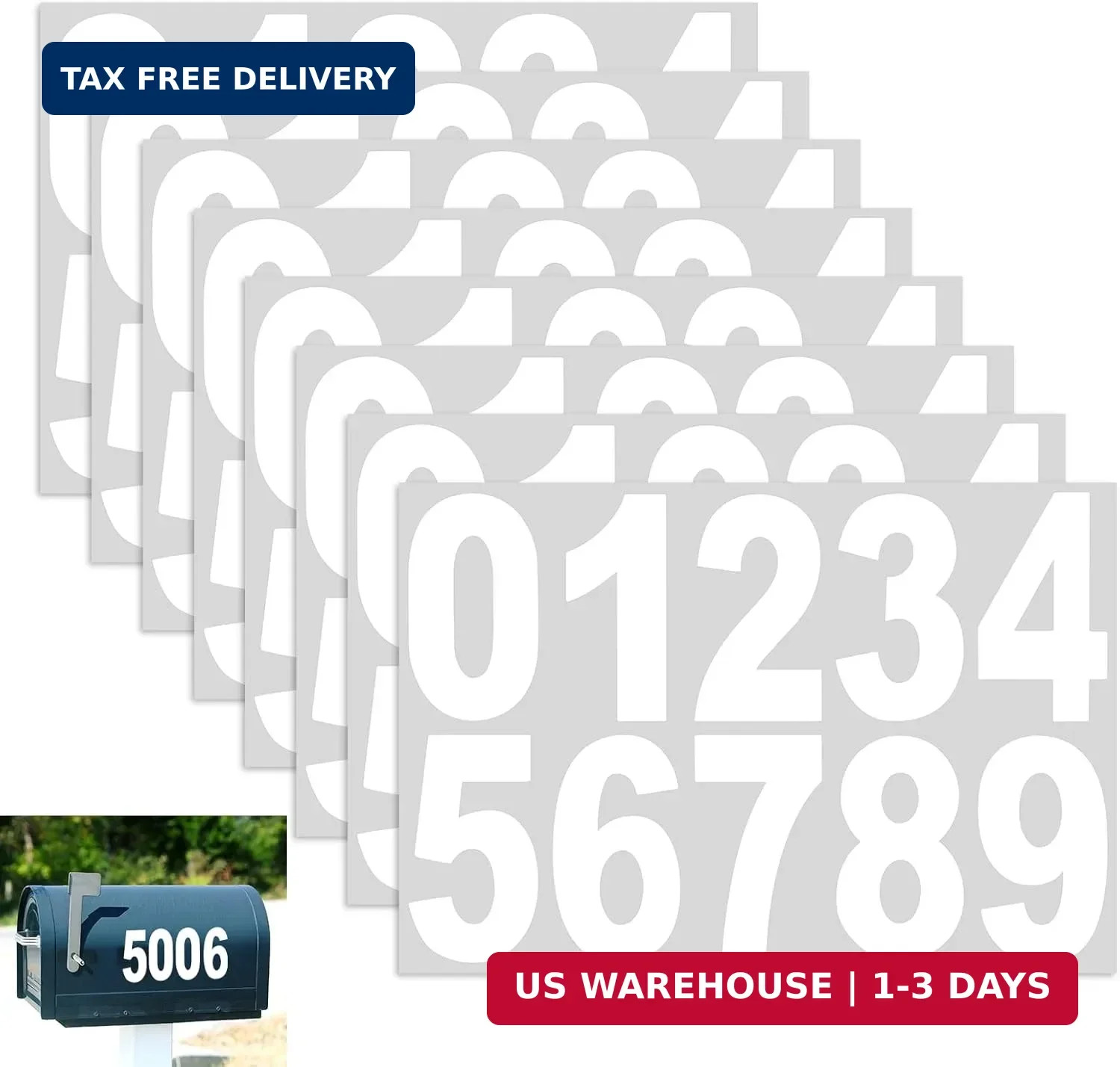 MOWPOG 80 PCS Reflective Mailbox Numbers for Outside, 3 Inch Self Adhesive Water