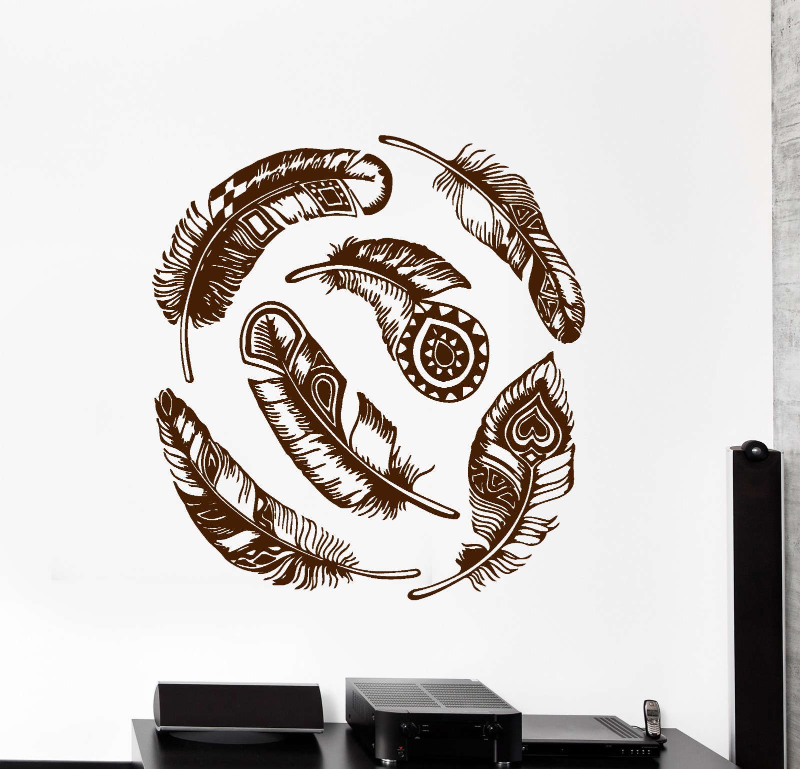 Wall Vinyl Decal Feather Ethnic Dreamcatcher Dream Catcher Romantic Decor z3910