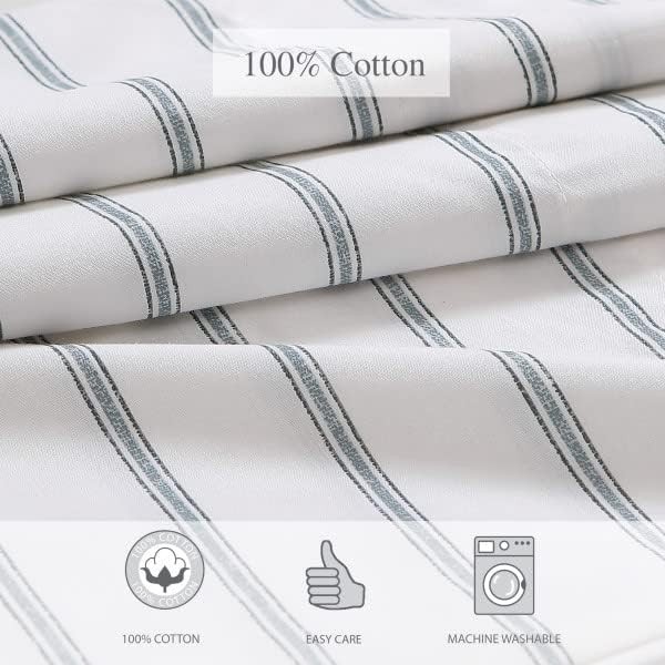 Queen Sheets, Cotton Percale Queen, Trenton Stripe Green