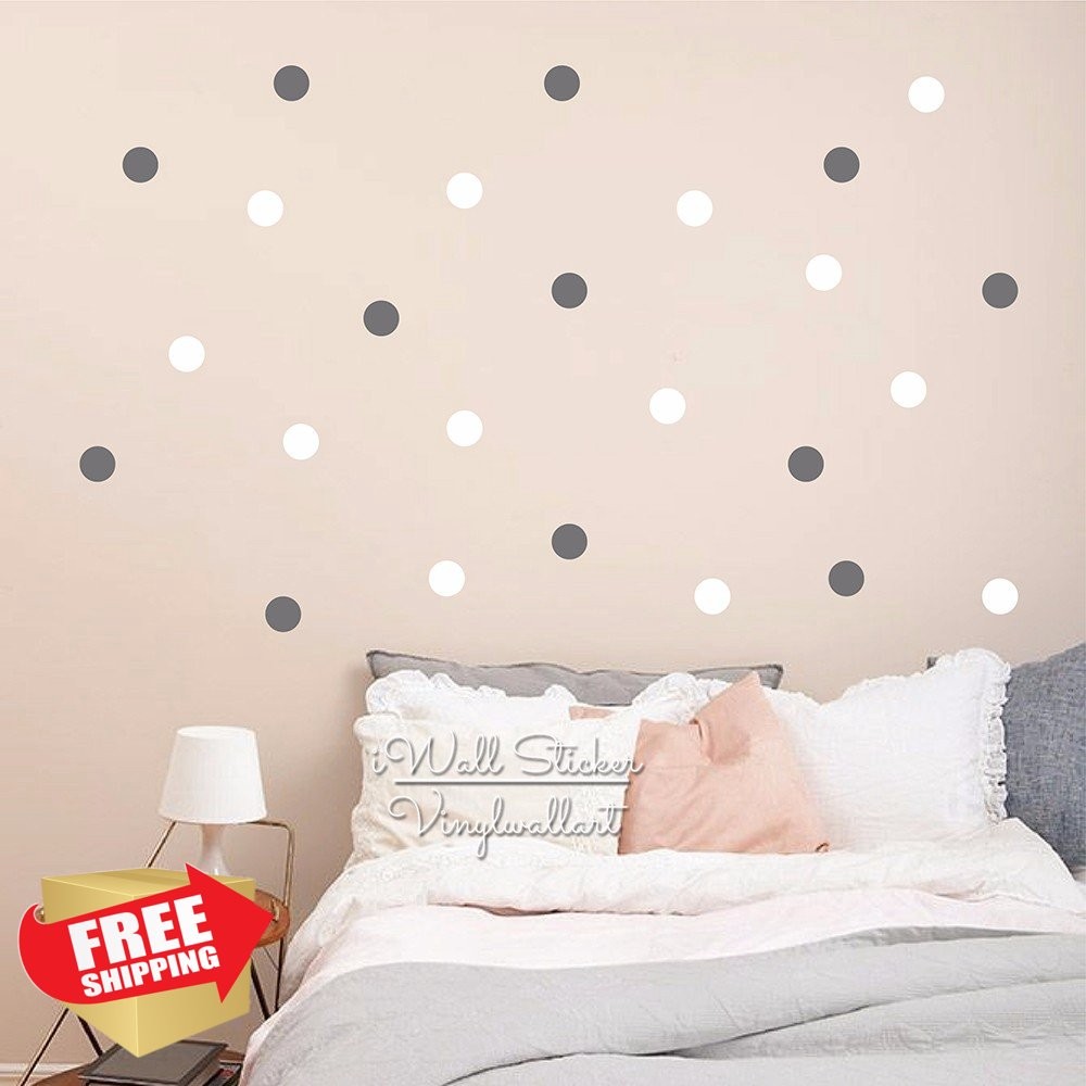 80pcs Polka Dot Wall Decals White 4.8cm Vinyl Circles Nursery
