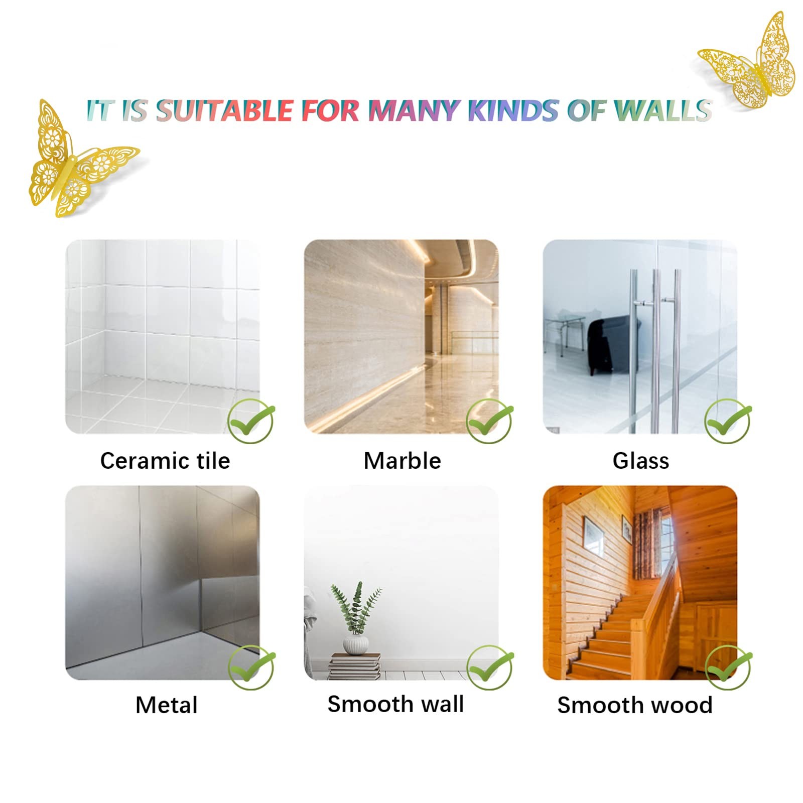 3D Butterfly Wall Decor, 72Pcs, 3 Styles, 3 Sizes (3″ 4″ 5″) – Removable Wall
