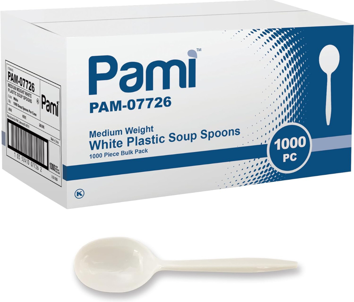 Bulk Disposable Plastic White Single Use Soup Spoons For Restaurants,Delis,Event