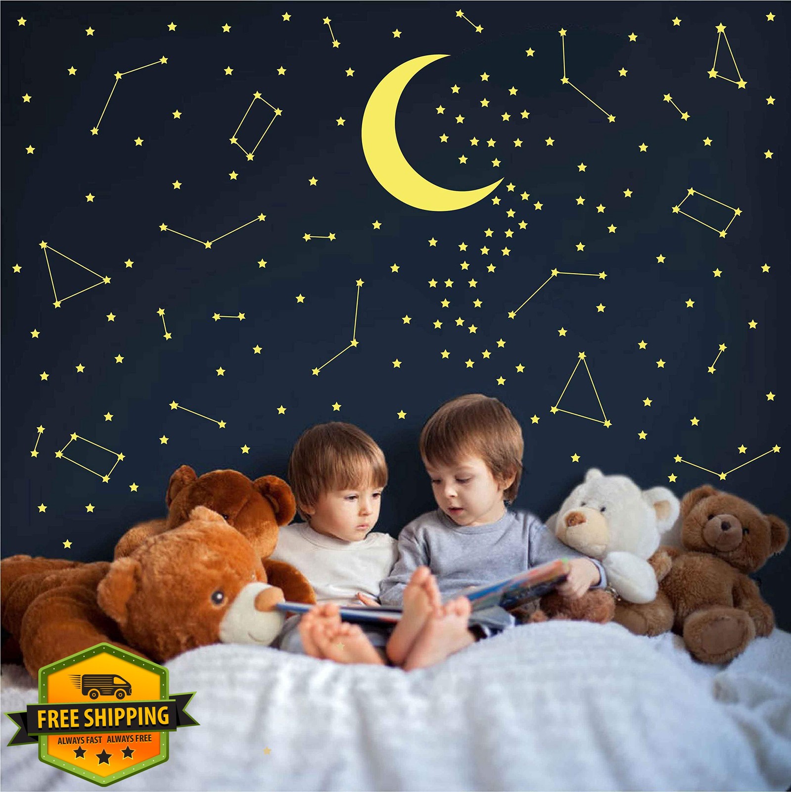 Melissalove Gold Star Constellation Wall Decal Lemon Yellow Nursery