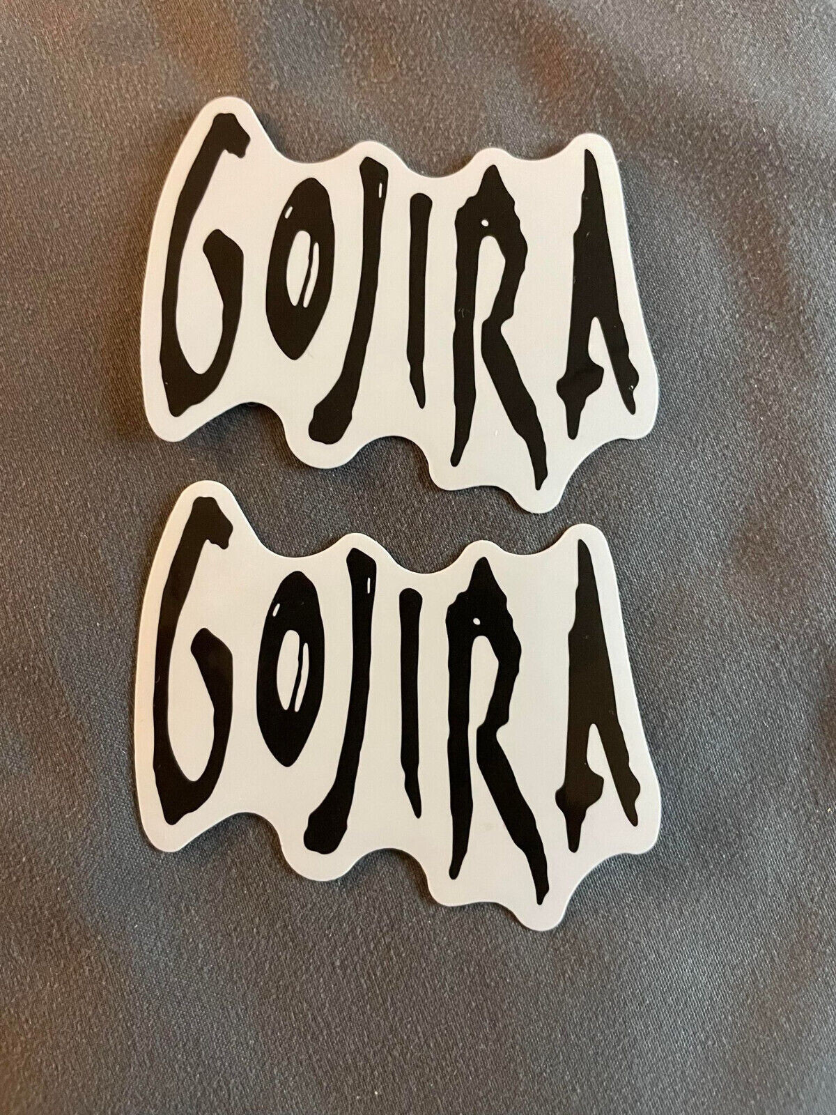 Lot (2) GOJIRA 1 5/8″ x 2 3/8″ Band Logo STICKERS Black Fast! FREE SHIP!