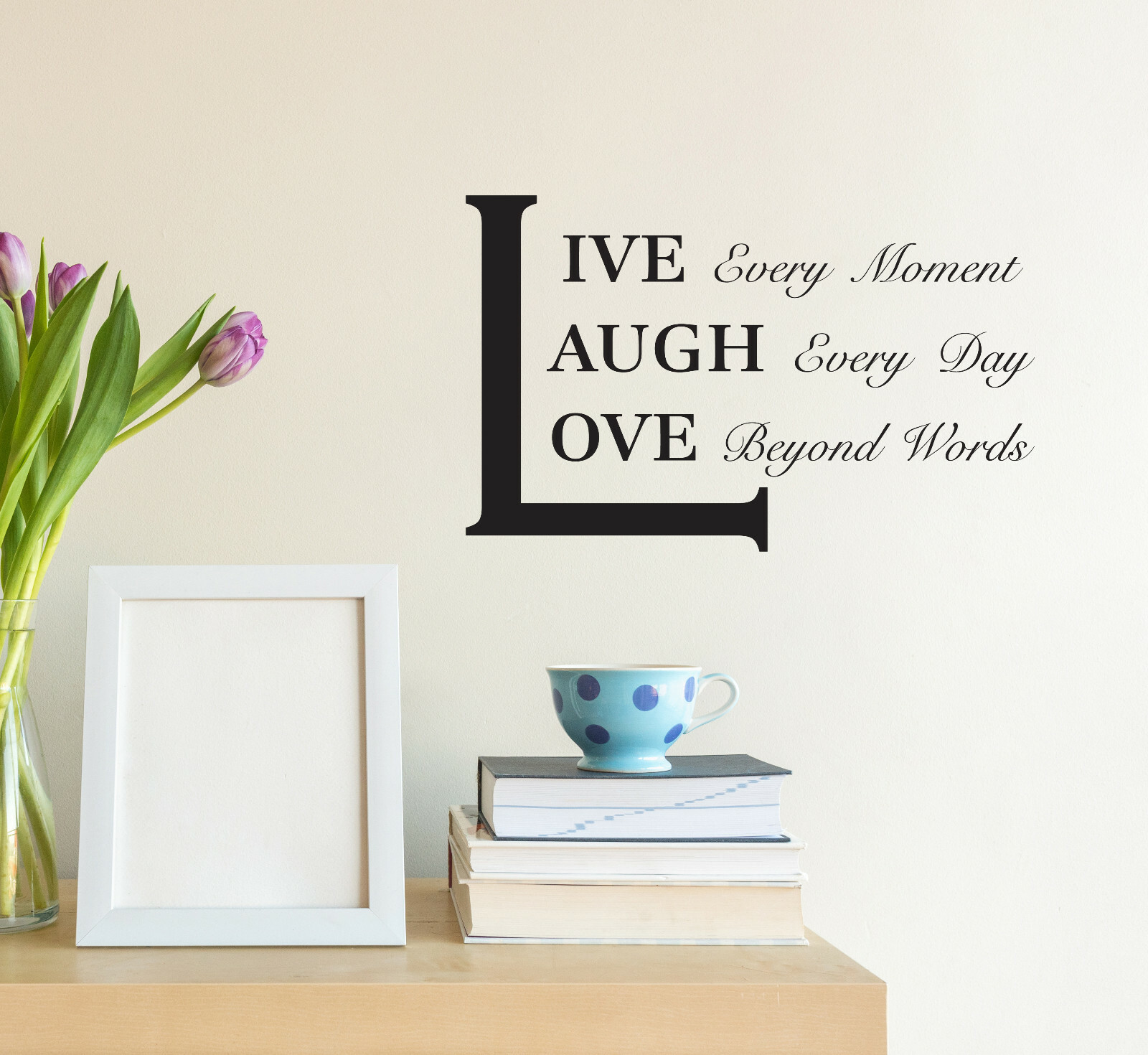 Wall Decal Inspiration Phrase Interior Live Love Laugh Vinyl Decor Black gz444
