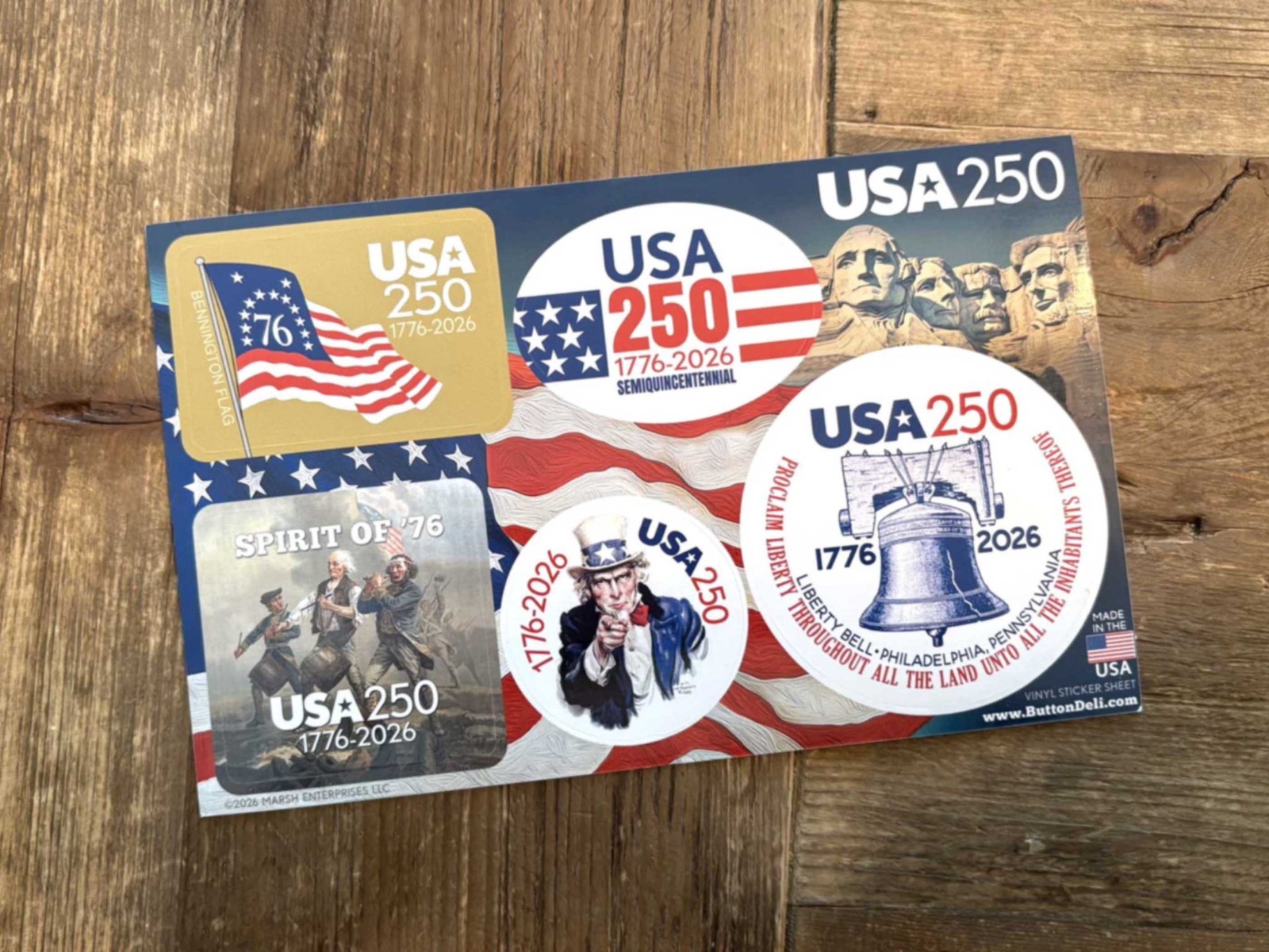 10 Die Cut Sticker Sheets – CLASSIC America, Semiquincentennial, 250 Freedom USA
