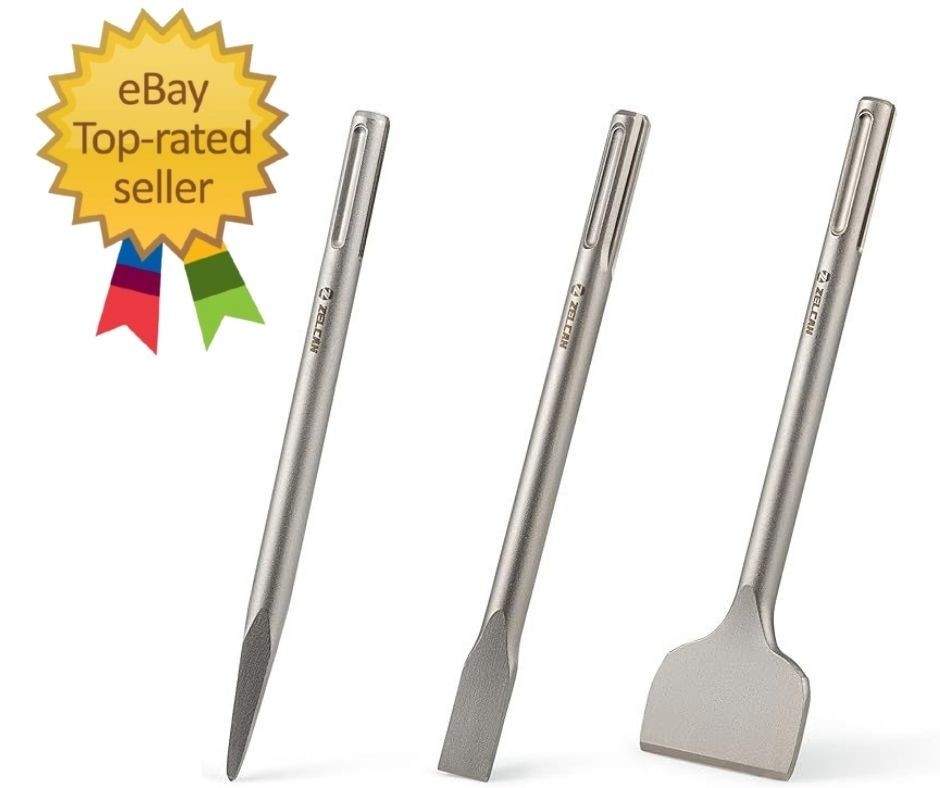 Chisel Set with SDS Max Shanks, 3Pc SDS Max Chisel Drill Bit Set with Flat Point
