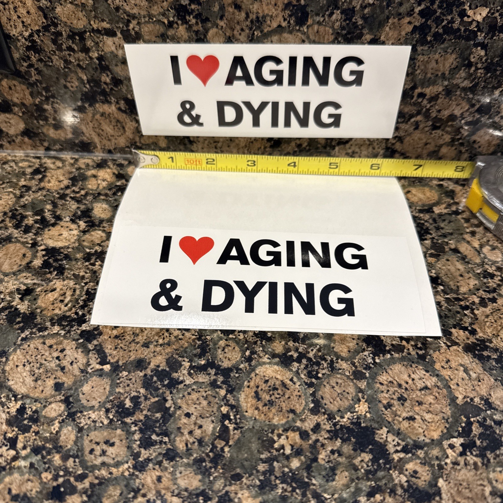 2 Pk I Love Aging And Dying Stickers Bumper Sticker Car Old Young Joke